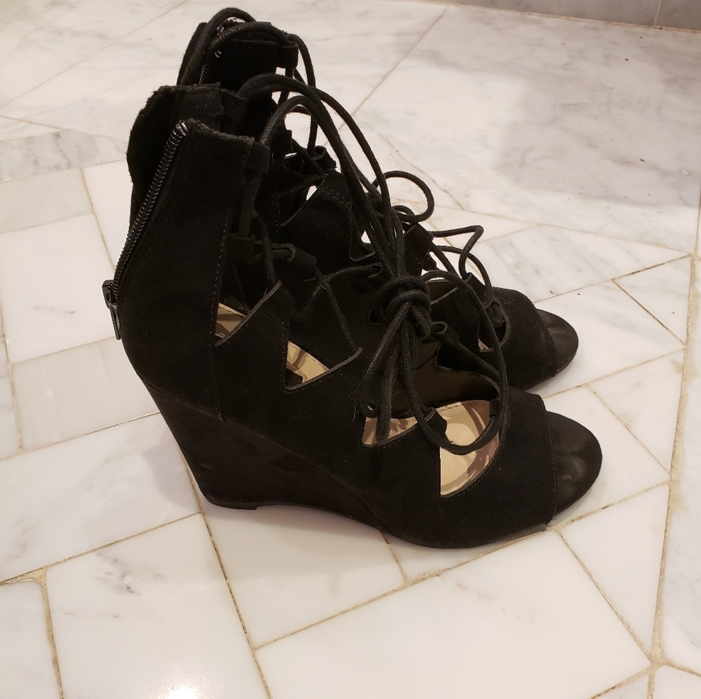 forever 21 lace up wedges 7